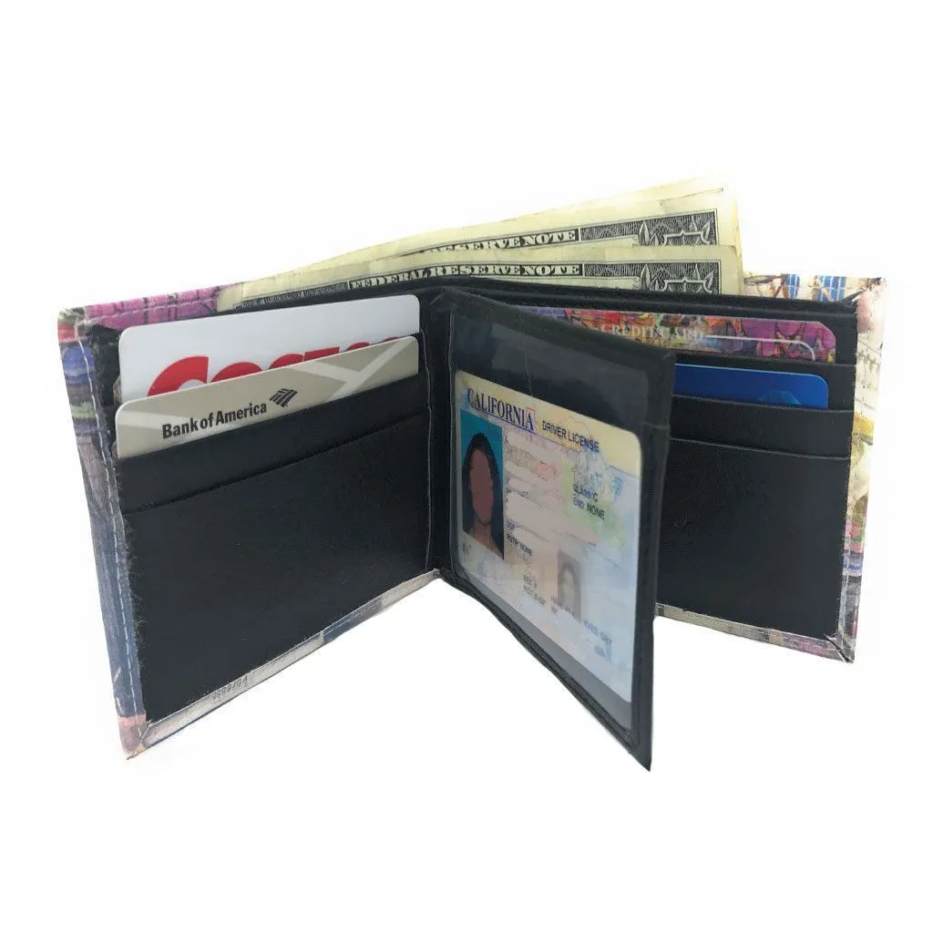 100 LOT Printed Designs Bifold Wallets In Gift Box Cash Card Id Slots Mens Womens Youth Wholesale