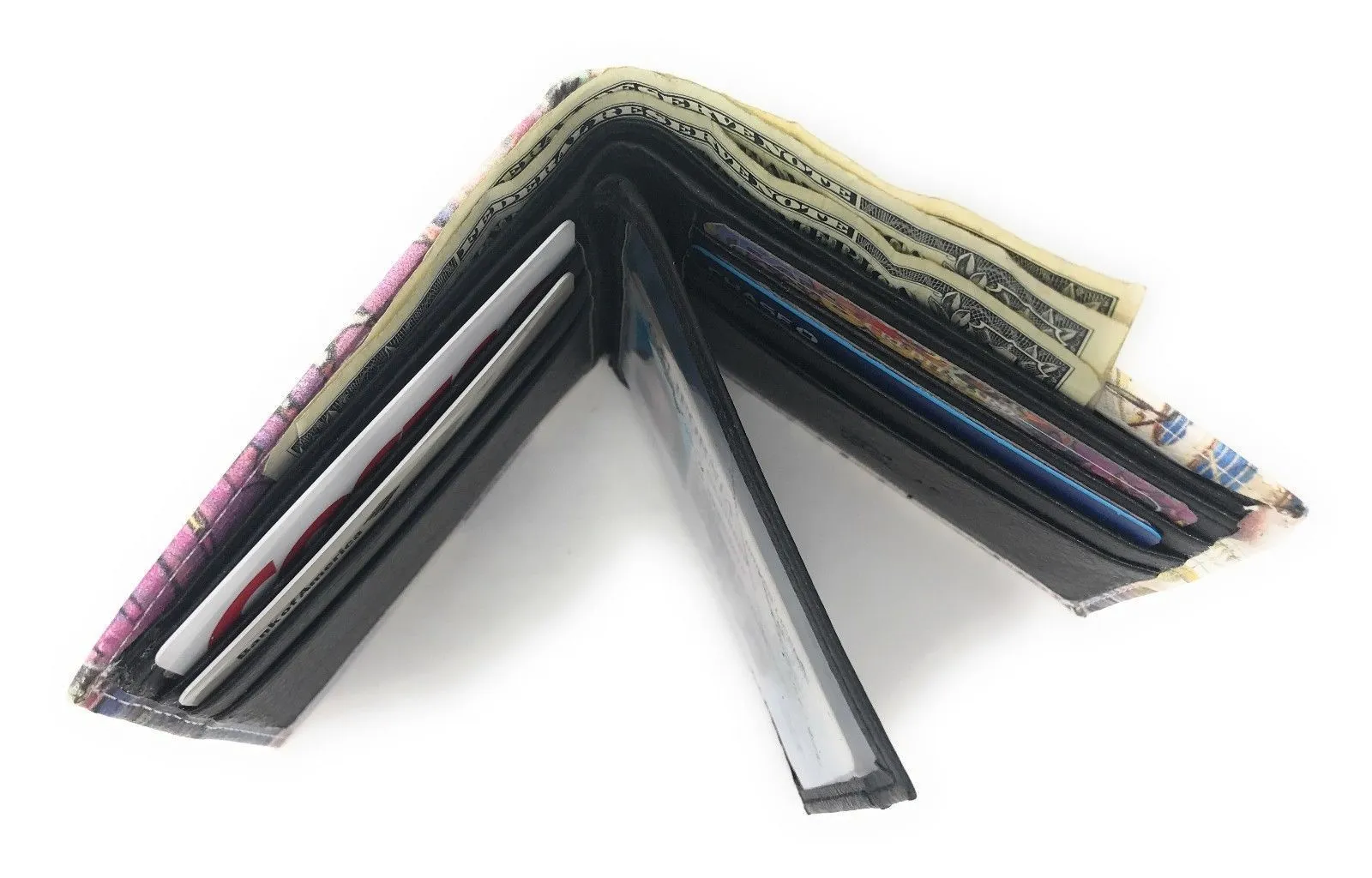 100 LOT Printed Designs Bifold Wallets In Gift Box Cash Card Id Slots Mens Womens Youth Wholesale