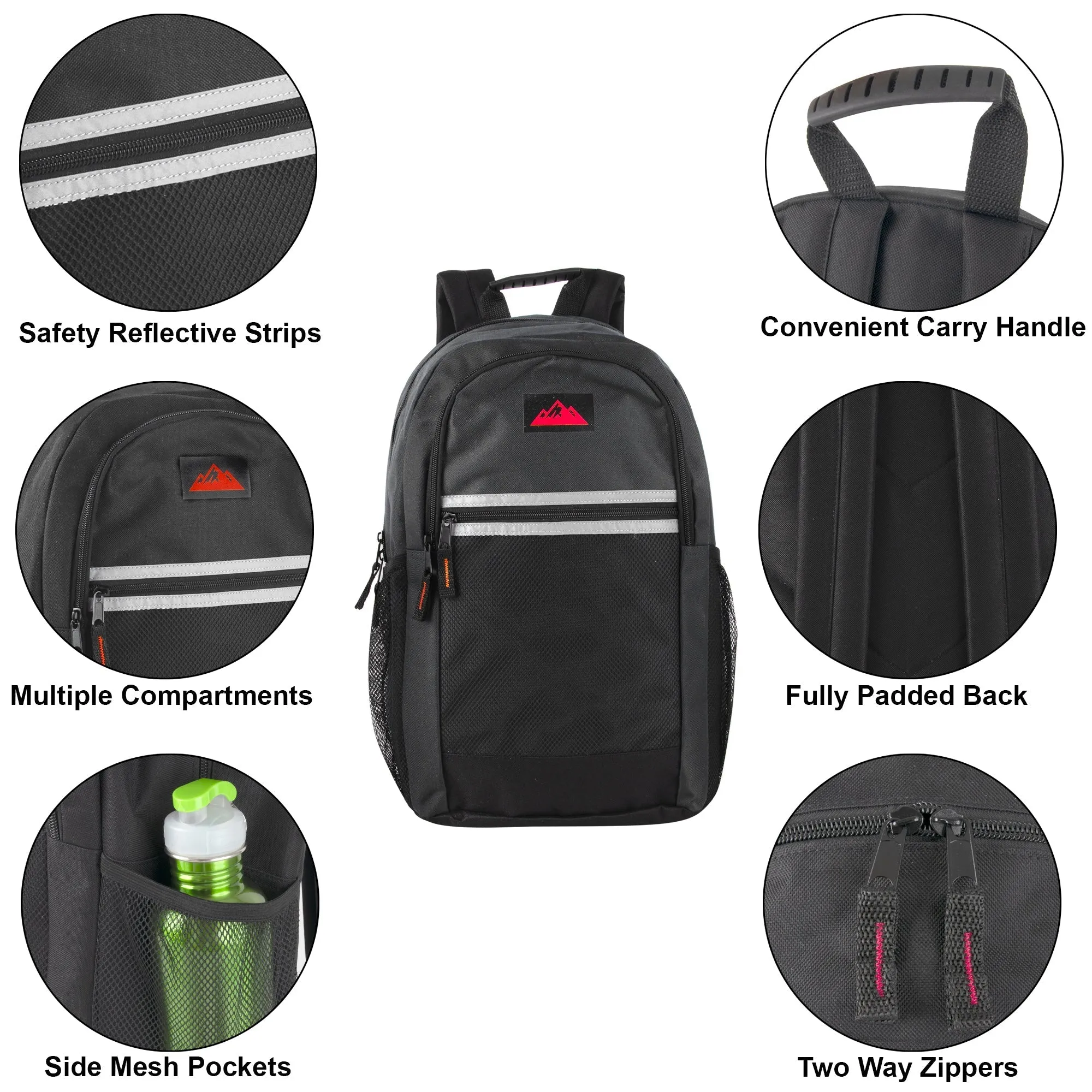 18 Inch Multi-Pocket Reflective Backpack -  5 Colors
