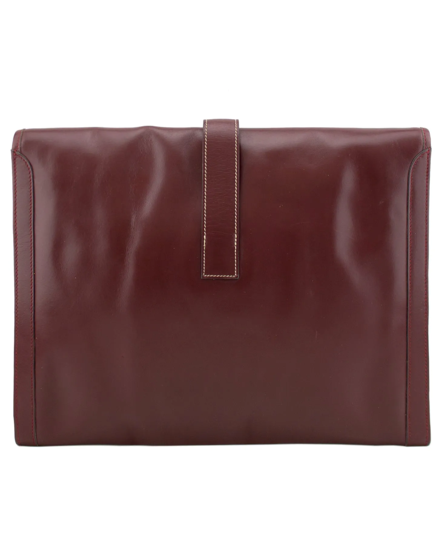 1975 Hermés Maroon Leather Jige Clutch