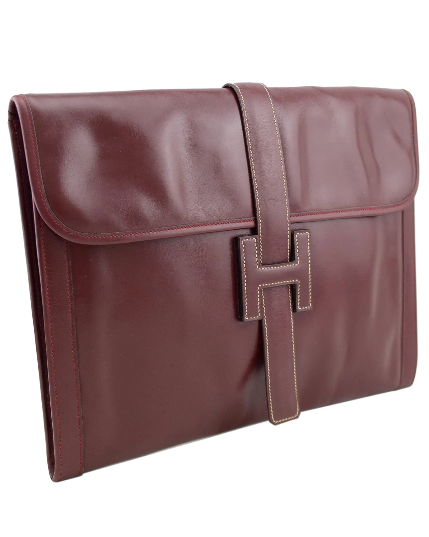 1975 Hermés Maroon Leather Jige Clutch