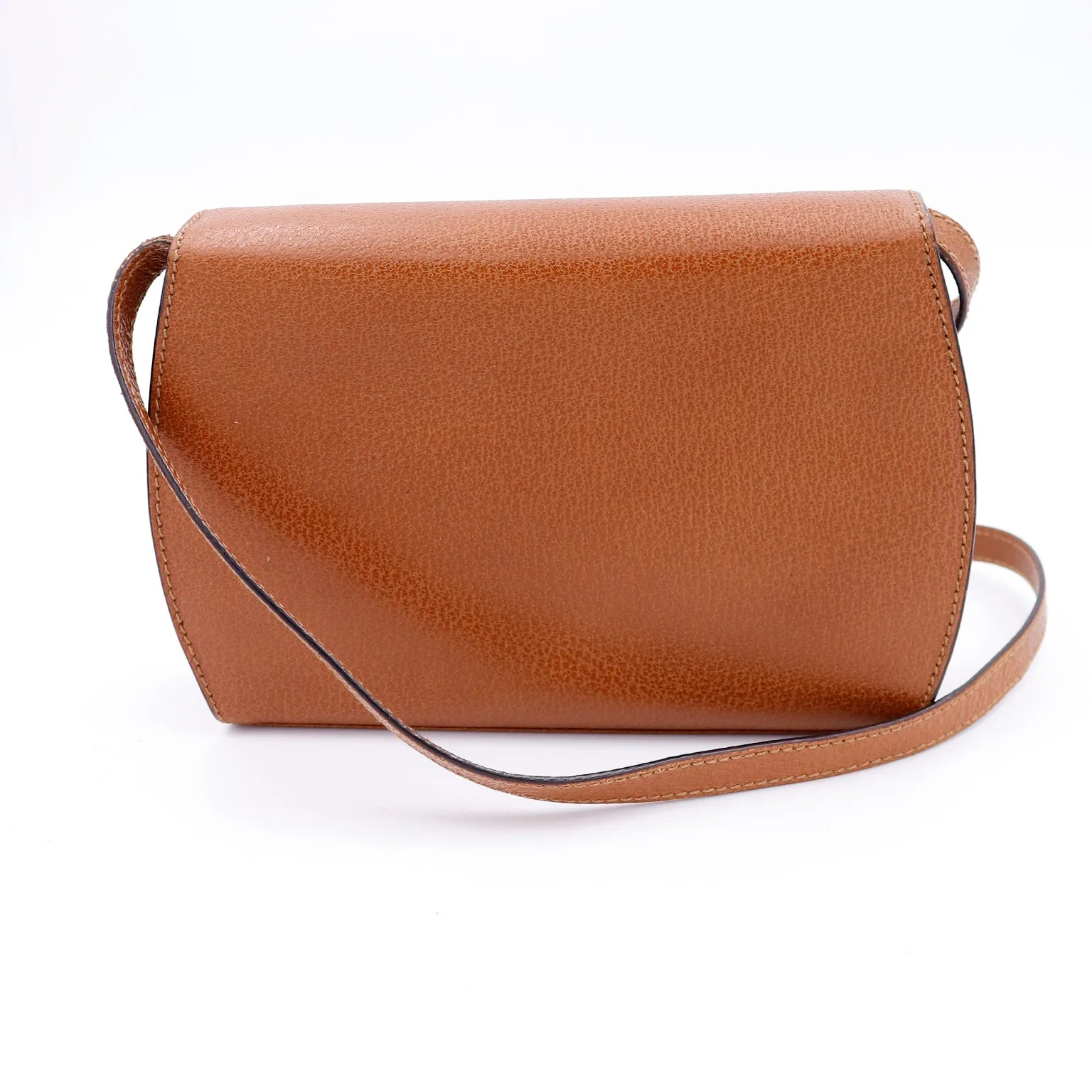 1980s Gucci Caramel Brown Leather Crossbody Shoulder Bag