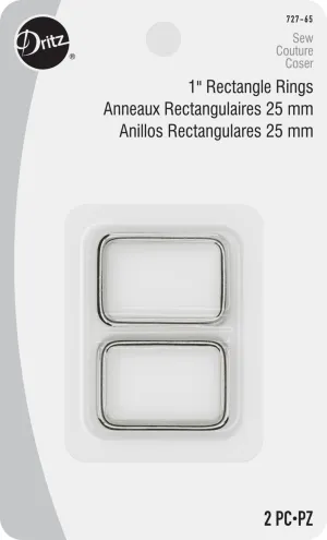 1" Rectangle Rings, Nickel, 2 pc