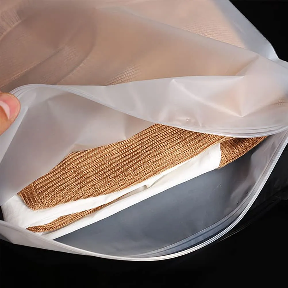 20 Pcs Frosted Travel Storage Clothing Bags, Resealable Plastic Zip-lock Seal Clothes Bags Waterproof Travel Space Saver Organiser Pouch for Home School Travel