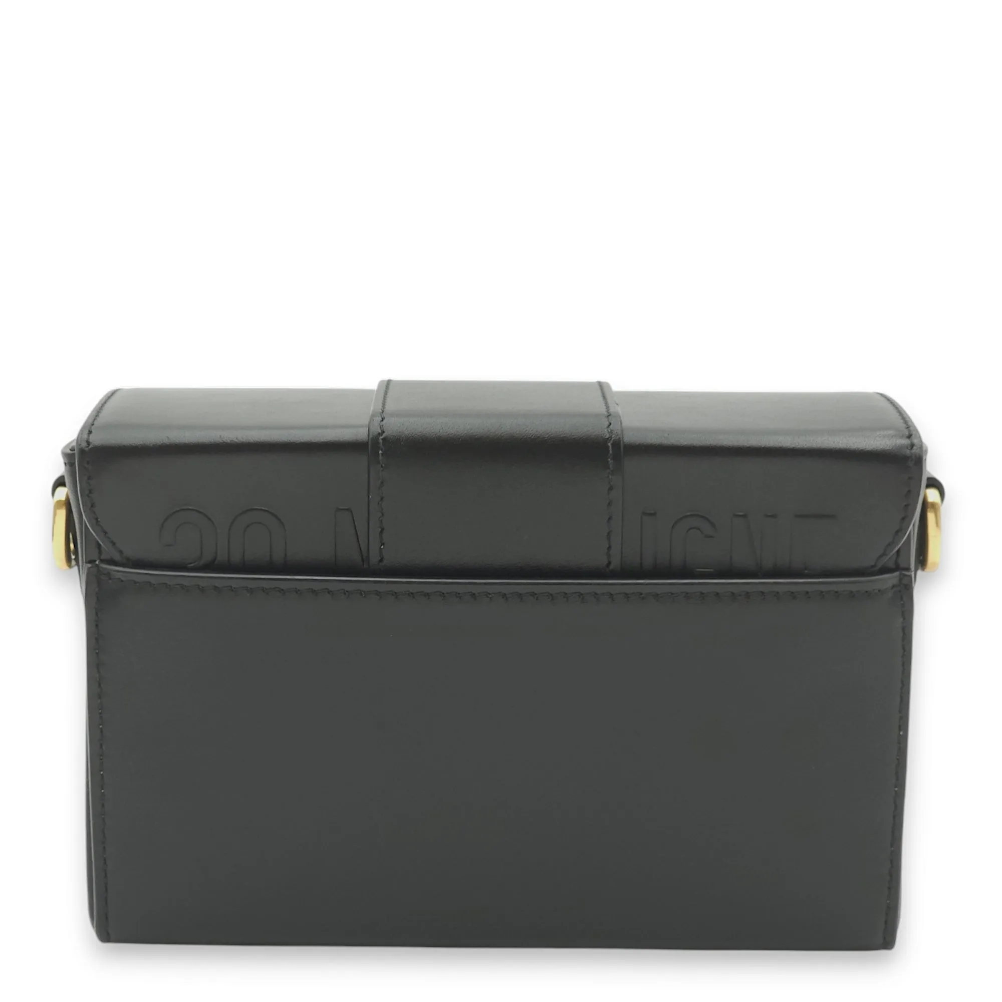 30 Montaigne Box Black Crossbody Bag in Calfskin, Gold hardware
