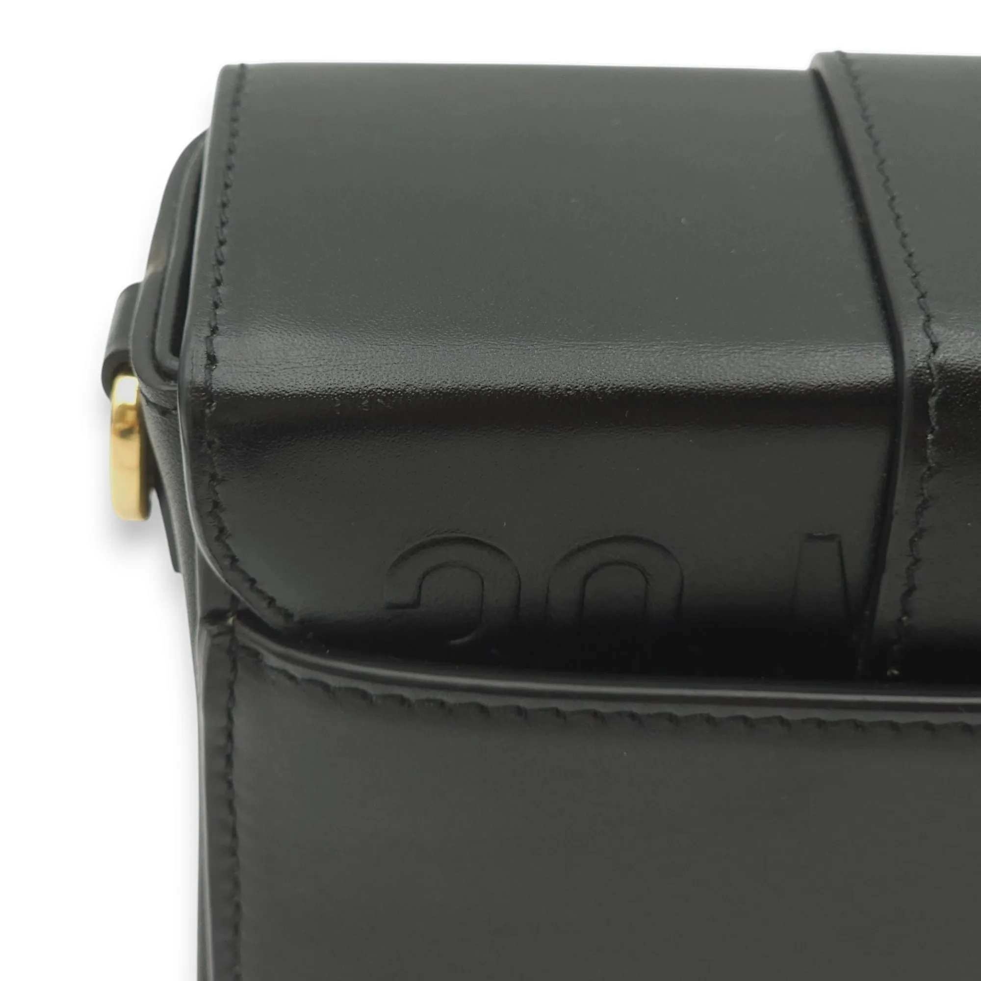 30 Montaigne Box Black Crossbody Bag in Calfskin, Gold hardware