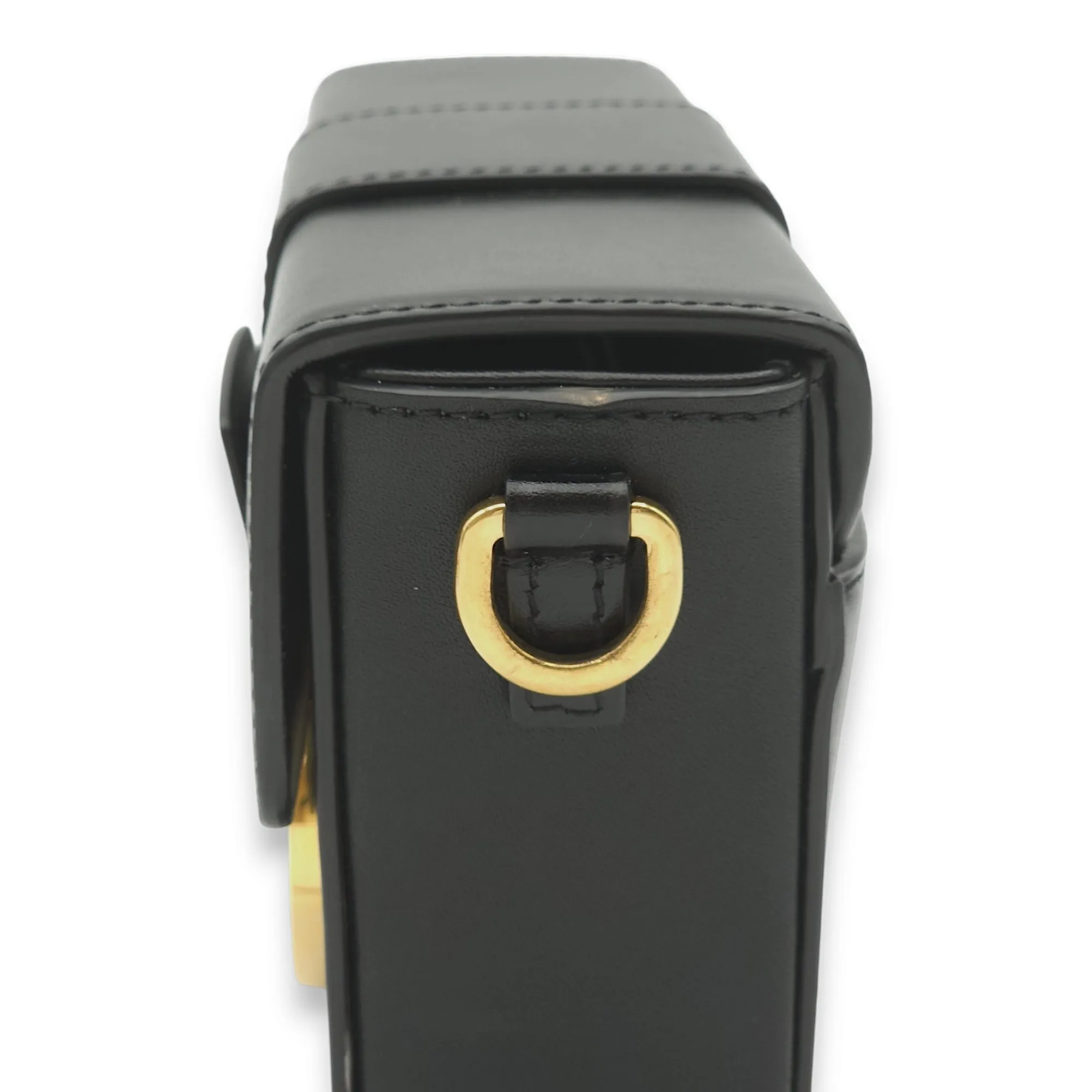 30 Montaigne Box Black Crossbody Bag in Calfskin, Gold hardware
