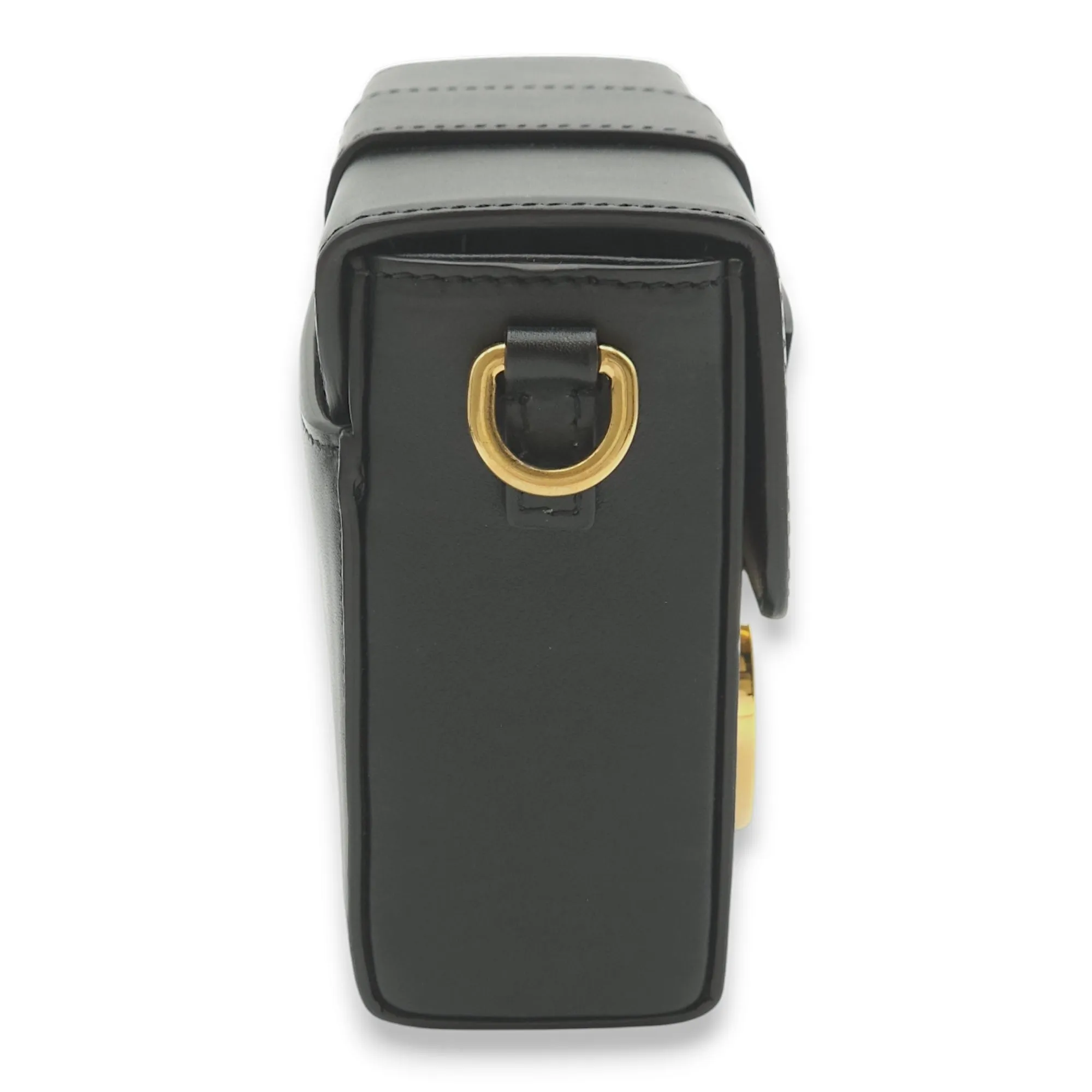 30 Montaigne Box Black Crossbody Bag in Calfskin, Gold hardware