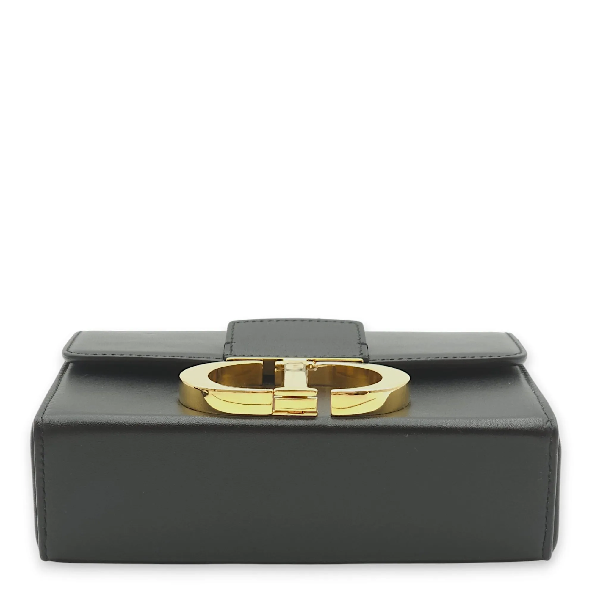 30 Montaigne Box Black Crossbody Bag in Calfskin, Gold hardware