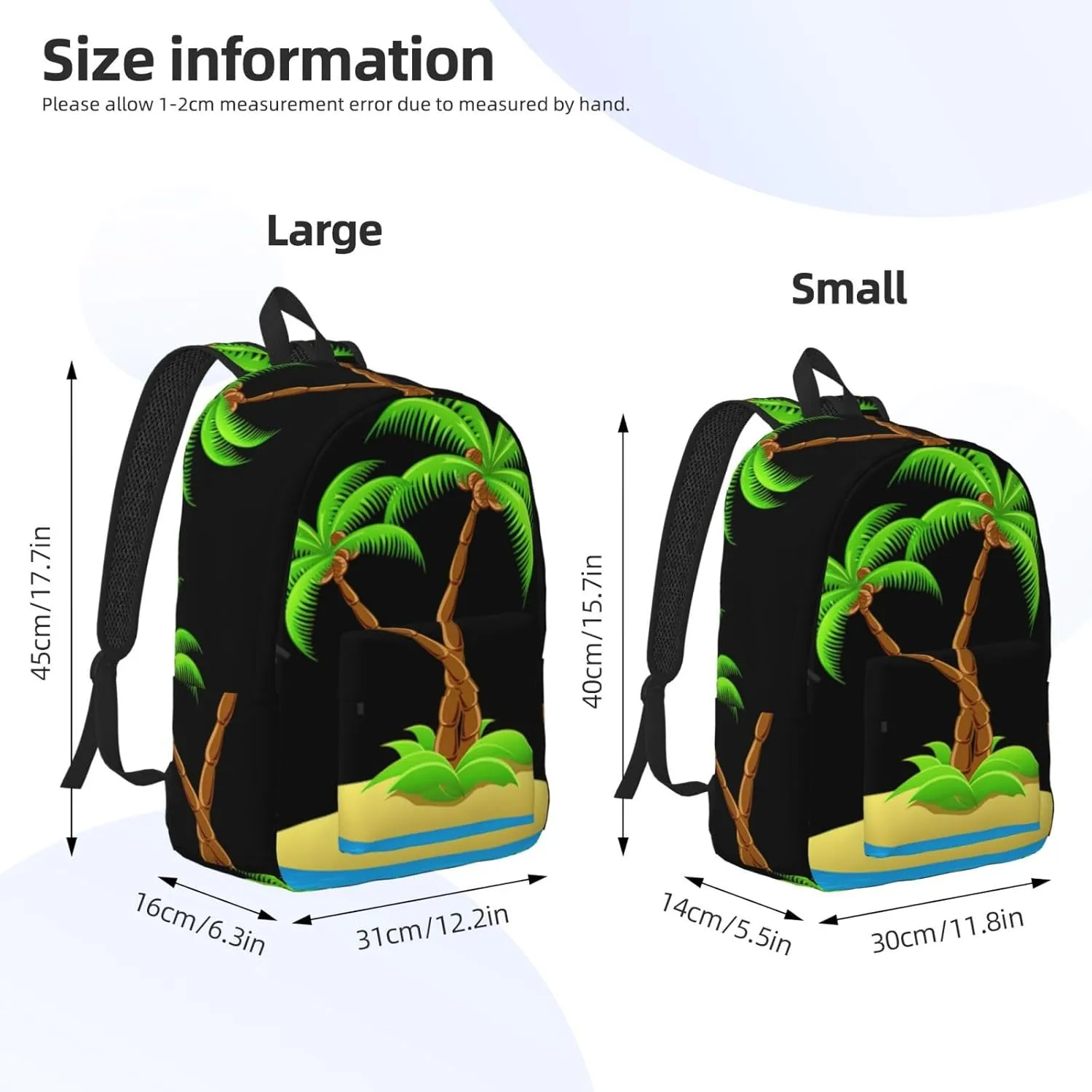 3d Palm Tree Print Canvas Backpack Women,Mens Travel Casual Daypack Bookbag For Laptop Work Travel Hiking