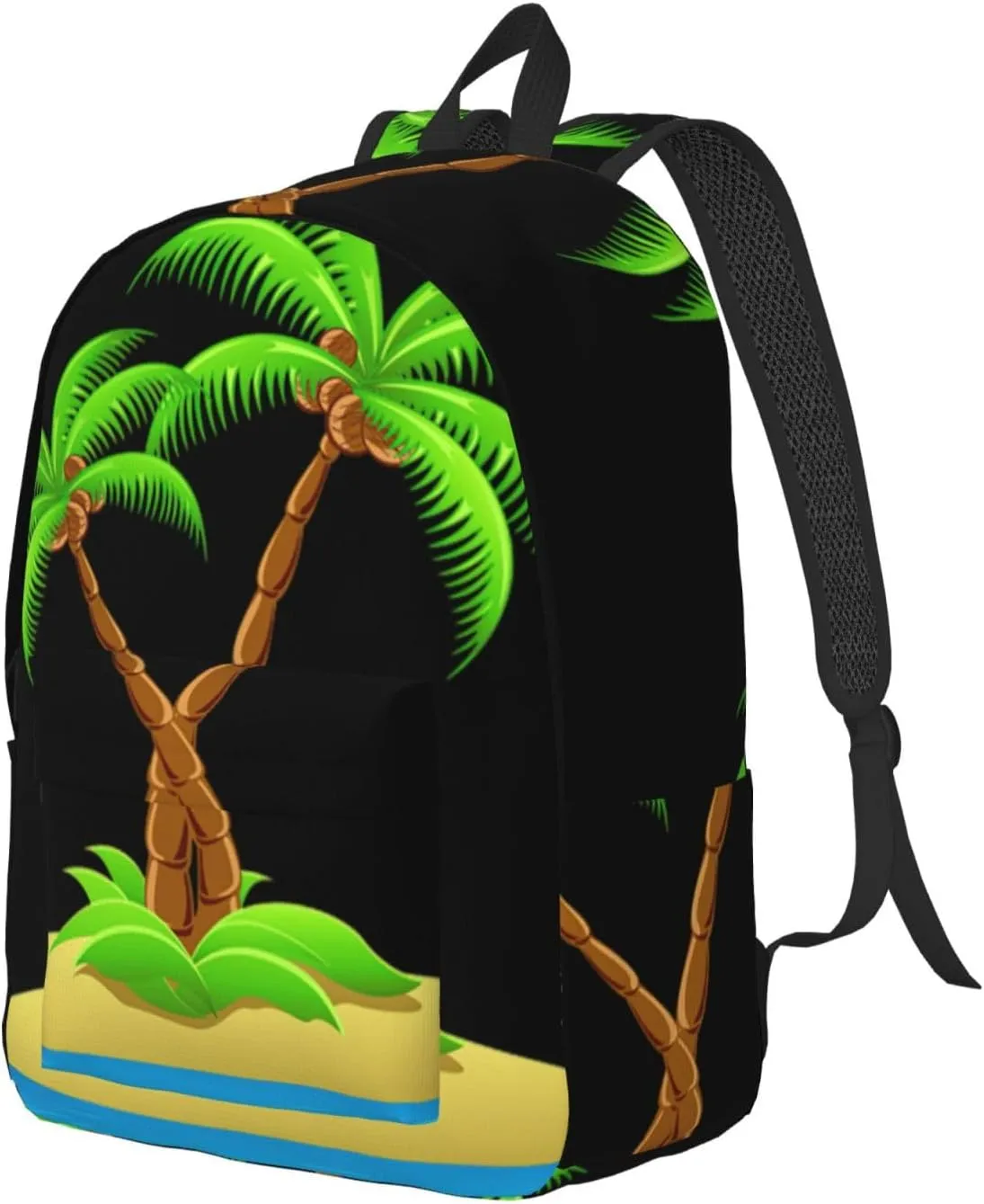 3d Palm Tree Print Canvas Backpack Women,Mens Travel Casual Daypack Bookbag For Laptop Work Travel Hiking