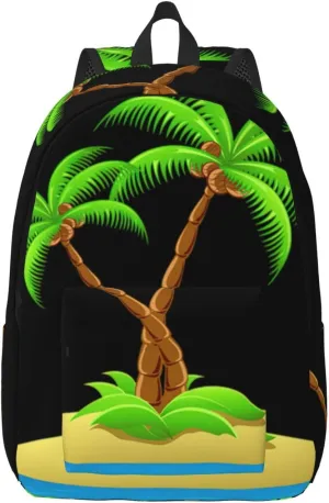 3d Palm Tree Print Canvas Backpack Women,Mens Travel Casual Daypack Bookbag For Laptop Work Travel Hiking