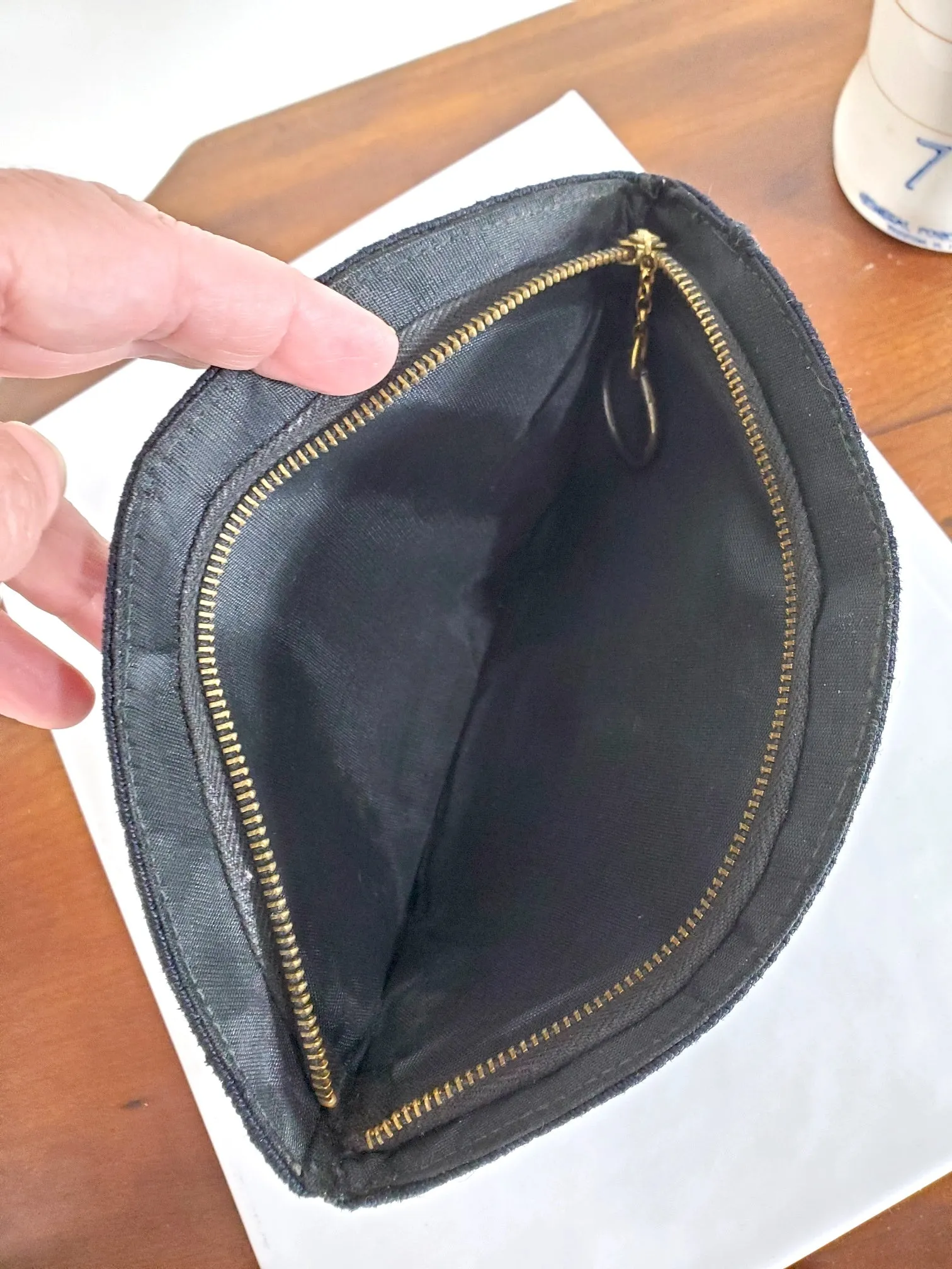 40s Black Corde Clutch Purse or Makeup Bag