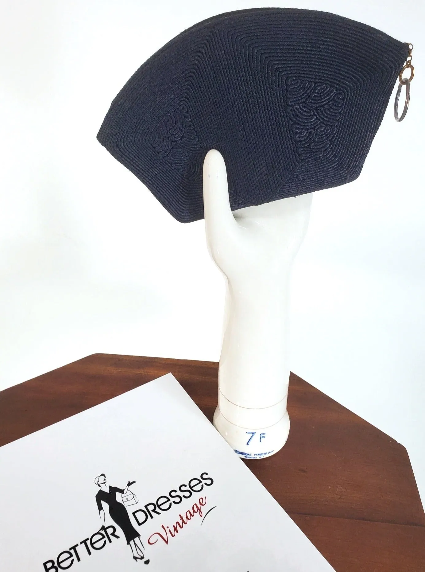 40s Black Corde Clutch Purse or Makeup Bag