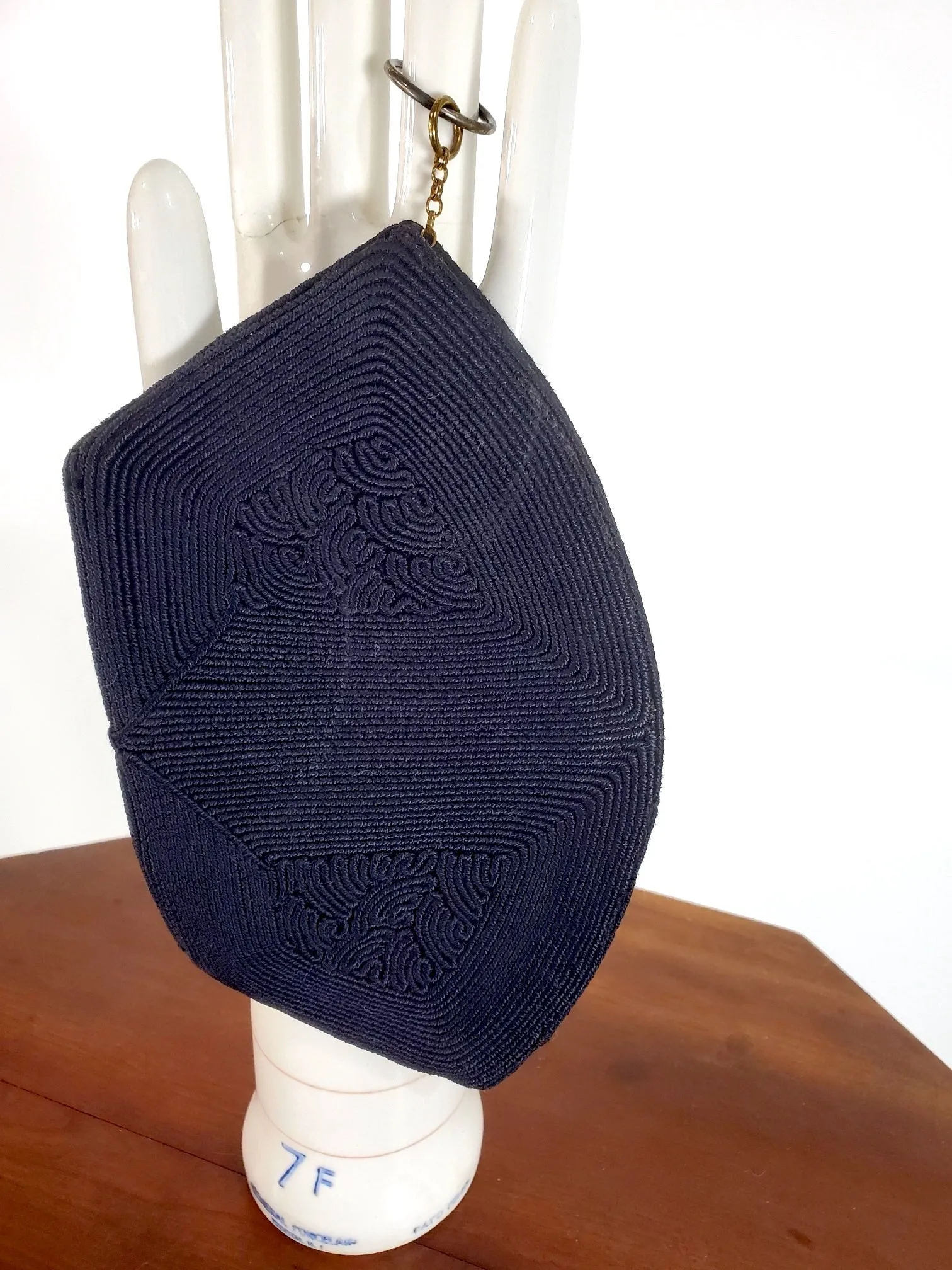40s Black Corde Clutch Purse or Makeup Bag