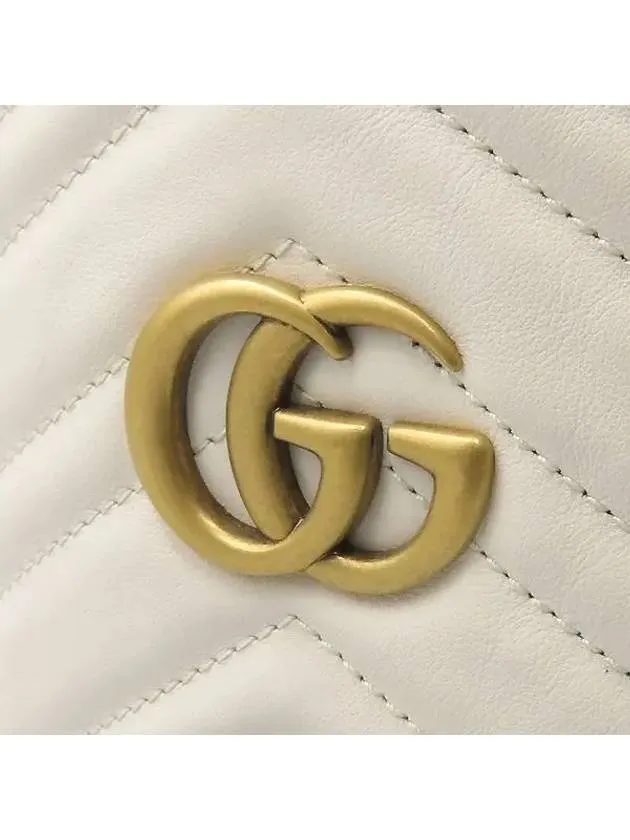 575163 White Matelasse Chevron Leather GG Marmont Mini Bucket Chain Cross Bag