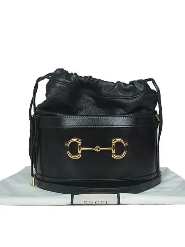 602118 Black leather 1955 Horsebit bucket shoulder bag and crossbag