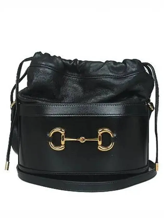 602118 Black leather 1955 Horsebit bucket shoulder bag and crossbag