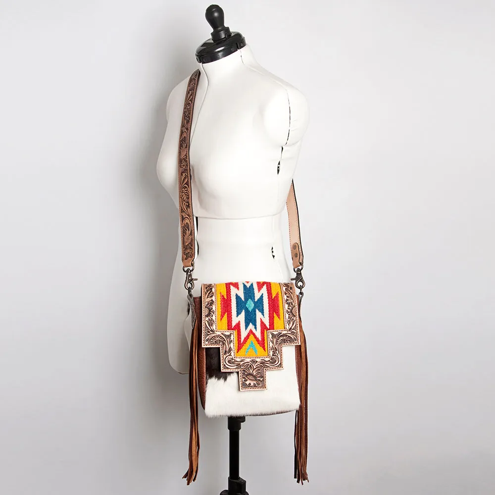 ADBG856E American Darling Hand Tooled Saddle Blanket Hair On Genuine Leather Women Bag Western Handbag Purse
