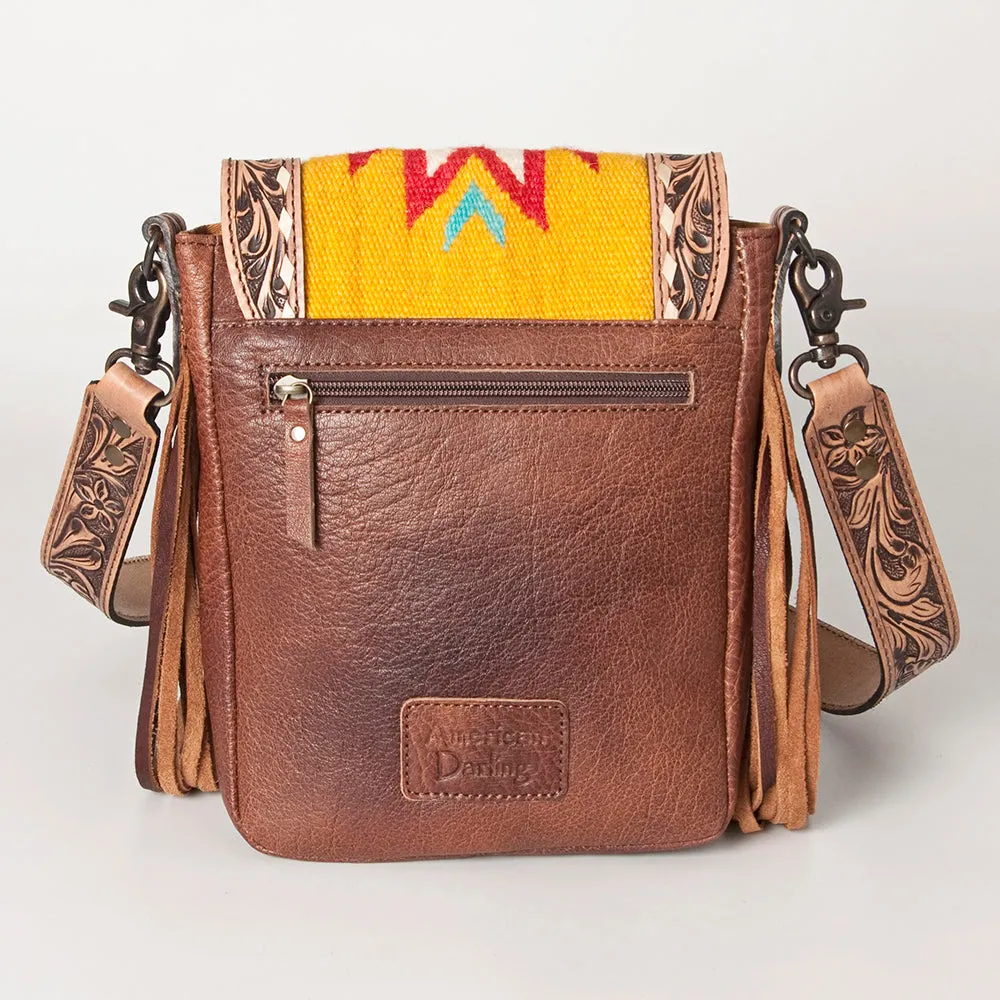 ADBG856E American Darling Hand Tooled Saddle Blanket Hair On Genuine Leather Women Bag Western Handbag Purse