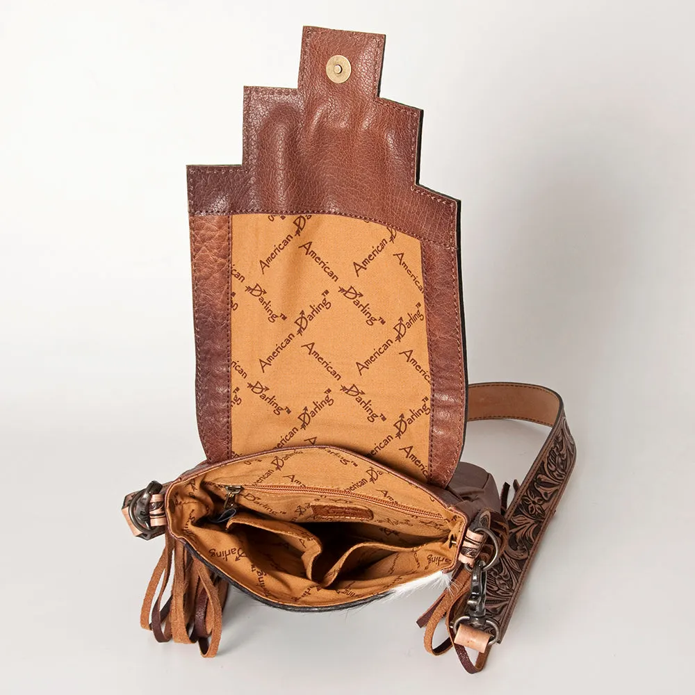 ADBG856E American Darling Hand Tooled Saddle Blanket Hair On Genuine Leather Women Bag Western Handbag Purse