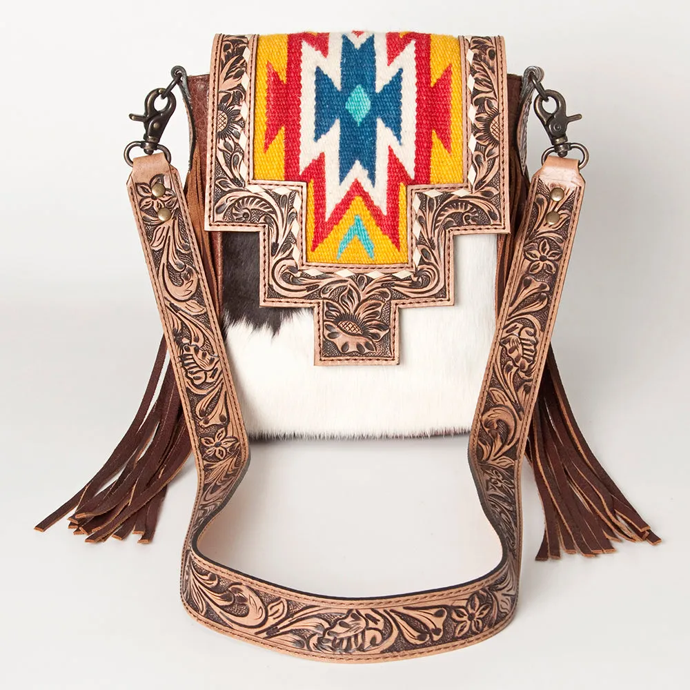 ADBG856E American Darling Hand Tooled Saddle Blanket Hair On Genuine Leather Women Bag Western Handbag Purse