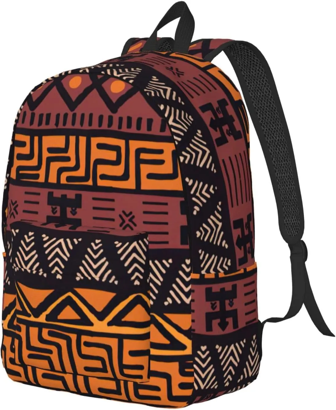 African Mud Cloth Tribal Print Canvas Backpack Women,Mens Travel Casual Daypack Bookbag For Laptop Work Travel Hiking