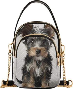 ALAZA Quilted Crossbody Bags for Women,Cute Yorkshire Terrier Dog Women's Crossbody Handbags Small Travel Purses Phone Bag