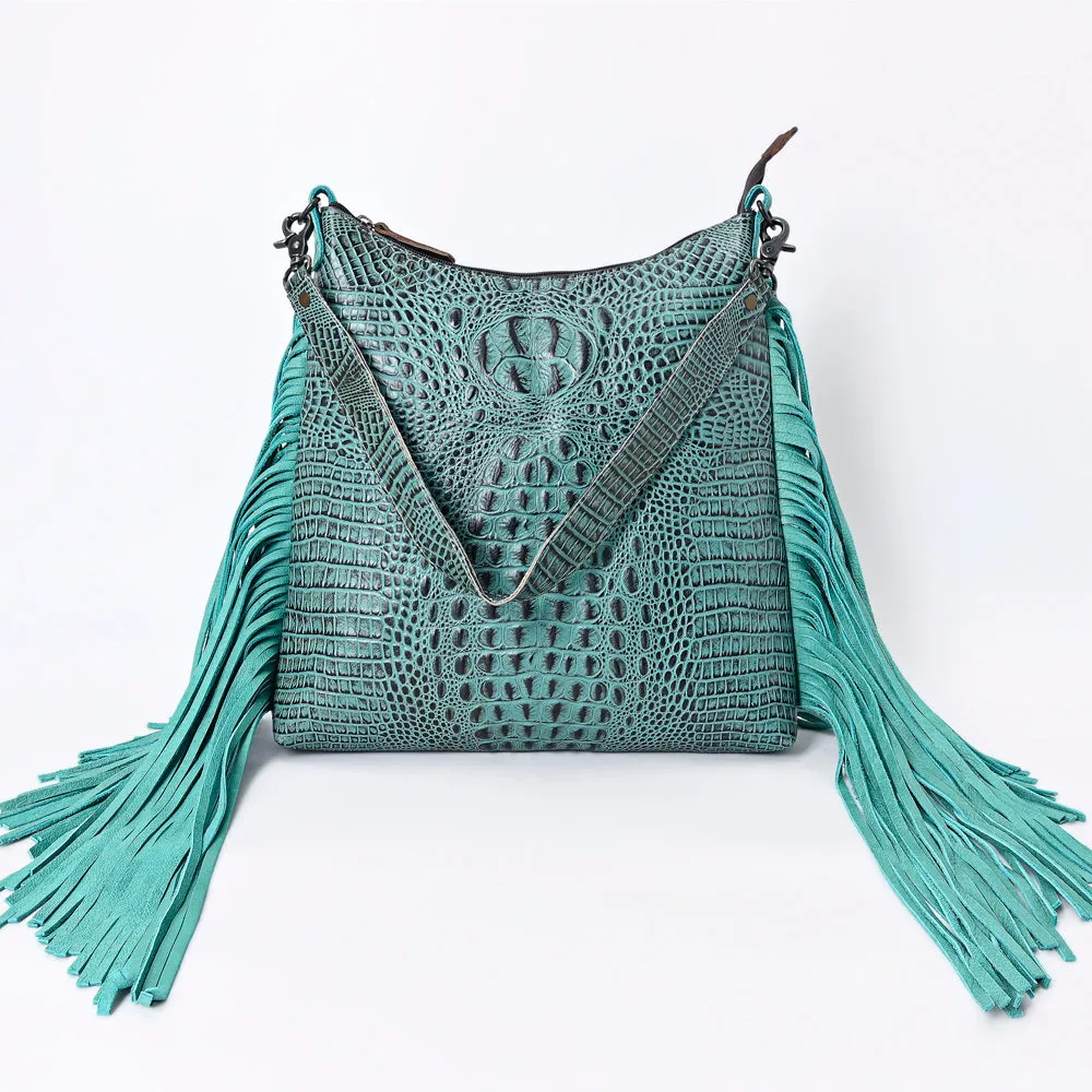 American Darling ADBG1175 Hobo Hobo Crocodile Embossed Genuine Leather Women Bag Western Handbag Purse