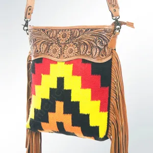 American Darling ADBGZ270 Messenger Hand Tooled Saddle Blanket Genuine Leather Women Bag Western Handbag Purse
