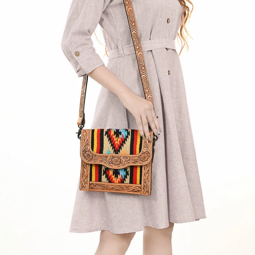 American Darling ADBGZ592B Messenger Hand Tooled Saddle Blanket Genuine Leather women bag western handbag purse