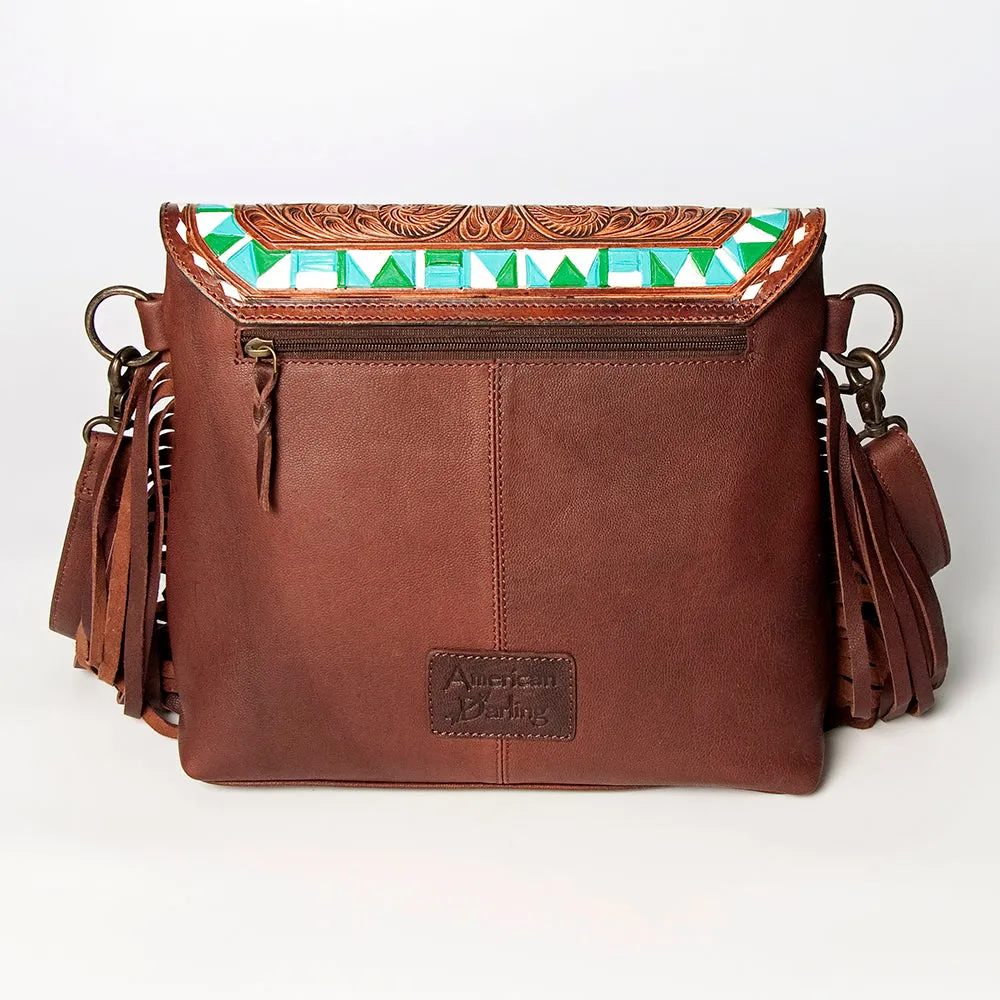 American Darling ADBGZ616B Messenger Hand Tooled Hair On Genuine Leather Women Bag Western Handbag Purse