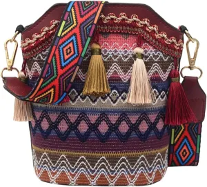 Amosfun Messenger bag women's crossbody bags women's zip bags zip bag boho shoulder bag women's shoulder bags woven shoulder bag woman shoulder bag one shoulder bag bucket miss
