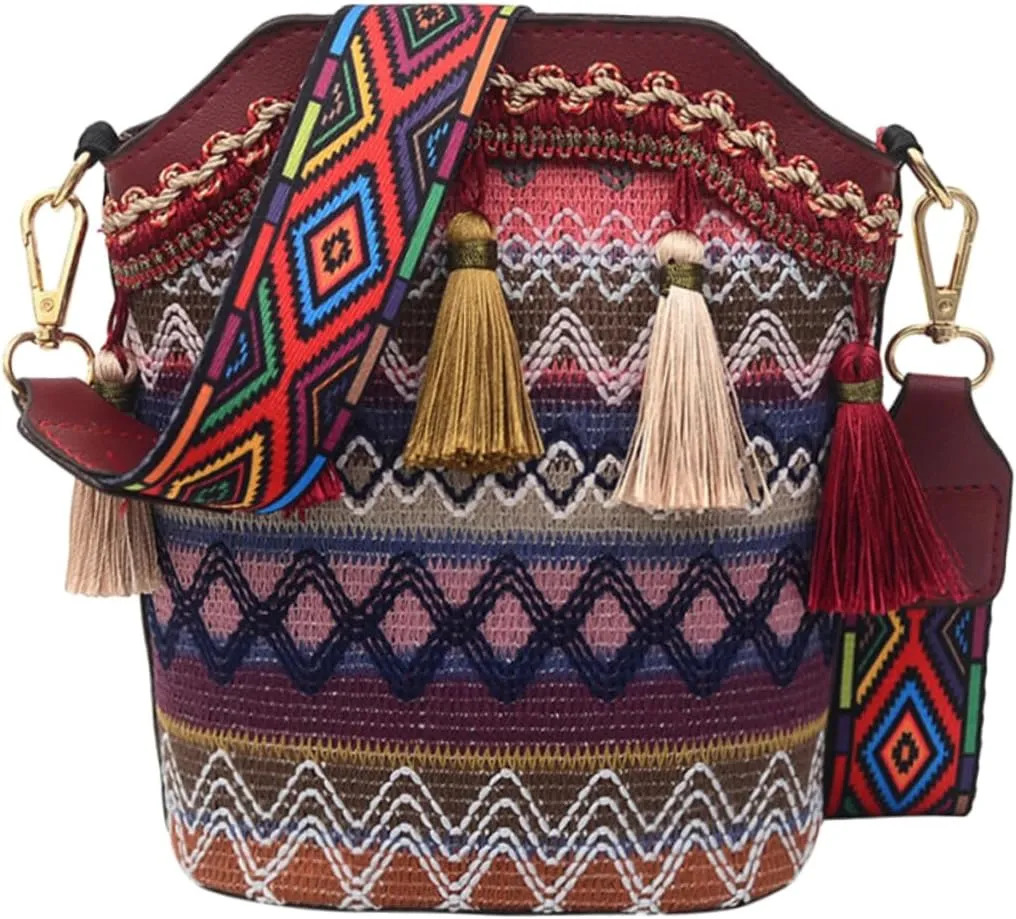 Amosfun Messenger bag women's crossbody bags women's zip bags zip bag boho shoulder bag women's shoulder bags woven shoulder bag woman shoulder bag one shoulder bag bucket miss
