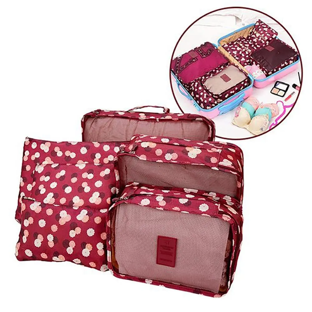Angeer 12 Pcs Luggage Organiser Set Compression Pouch Packing Cubes Travel Storage Bags Clothes Suitcase (Wine red flowers) Wine Red Flowers