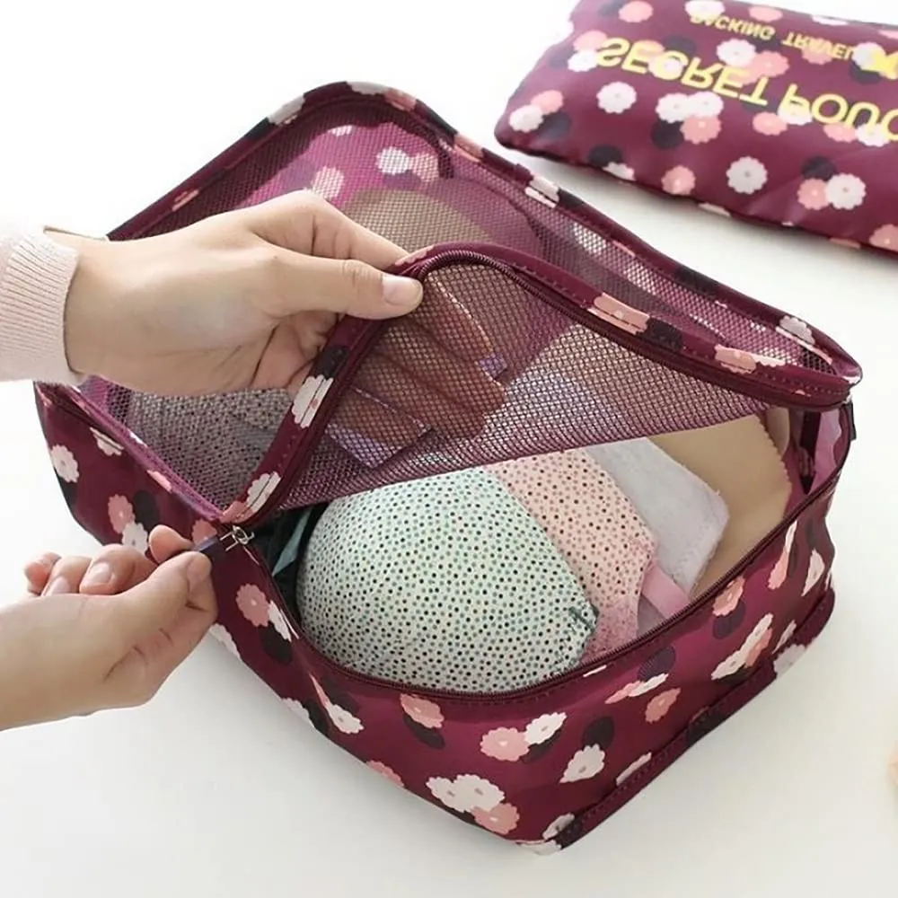 Angeer 12 Pcs Luggage Organiser Set Compression Pouch Packing Cubes Travel Storage Bags Clothes Suitcase (Wine red flowers) Wine Red Flowers