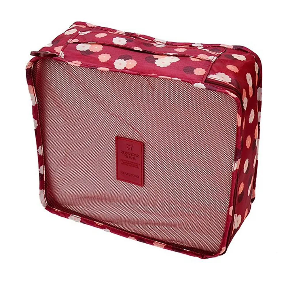 Angeer 12 Pcs Luggage Organiser Set Compression Pouch Packing Cubes Travel Storage Bags Clothes Suitcase (Wine red flowers) Wine Red Flowers