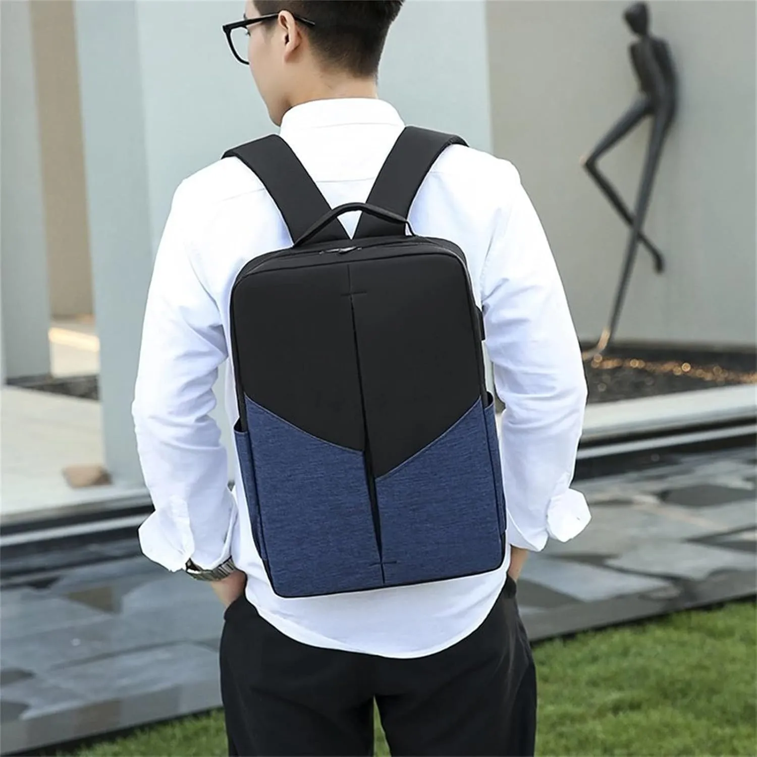 Anti Theft Backpack with Secured Zipper Transparent Practical Large Capacity Zipper Backpacks Carry on Backpack(Blue)