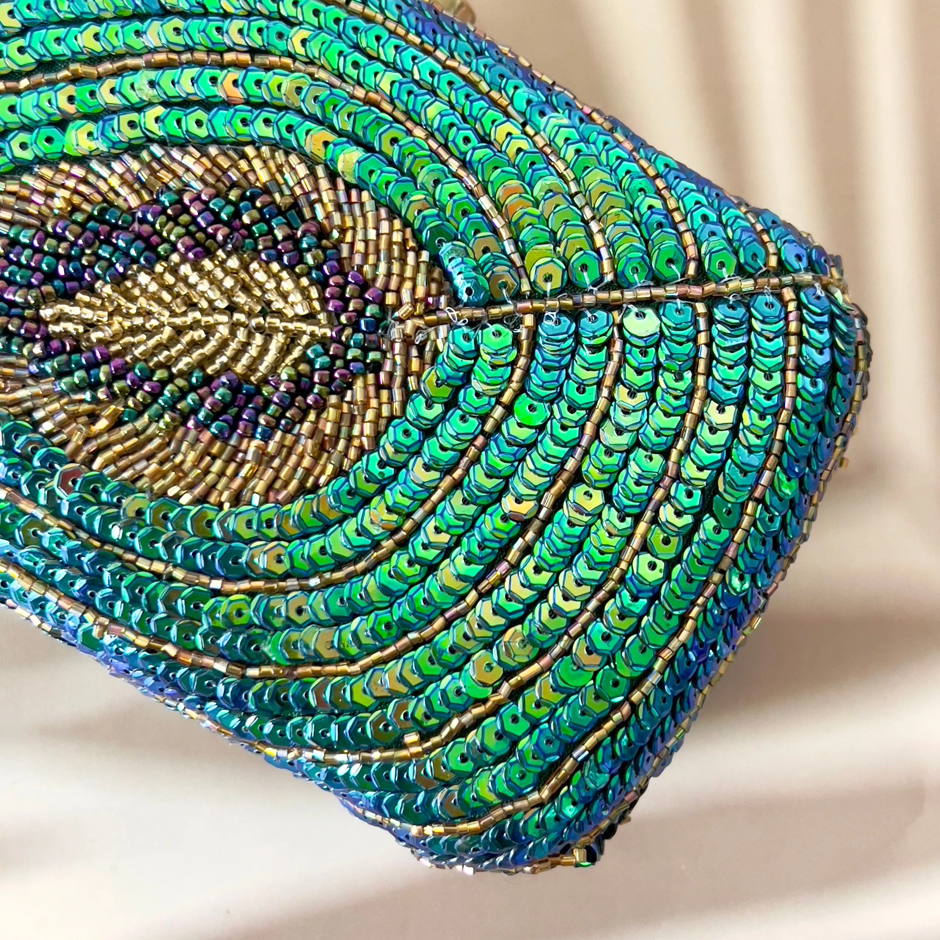 Art Silk Peacock Clutch, Evening party Purse , Royal Formal Events Bag, Sequins Work Special Occasion Gift for Women, Ethnic wear Accessorie