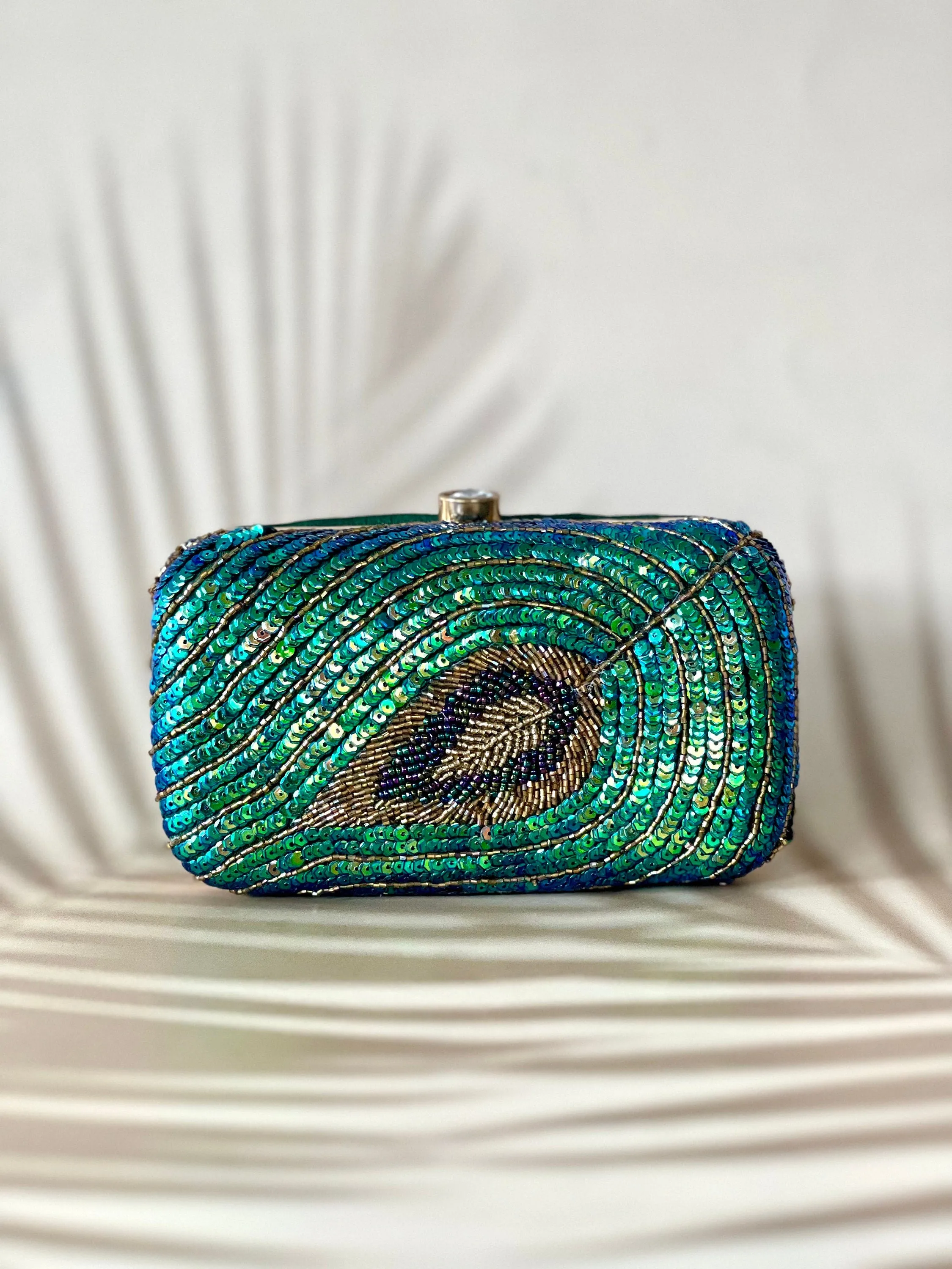 Art Silk Peacock Clutch, Evening party Purse , Royal Formal Events Bag, Sequins Work Special Occasion Gift for Women, Ethnic wear Accessorie