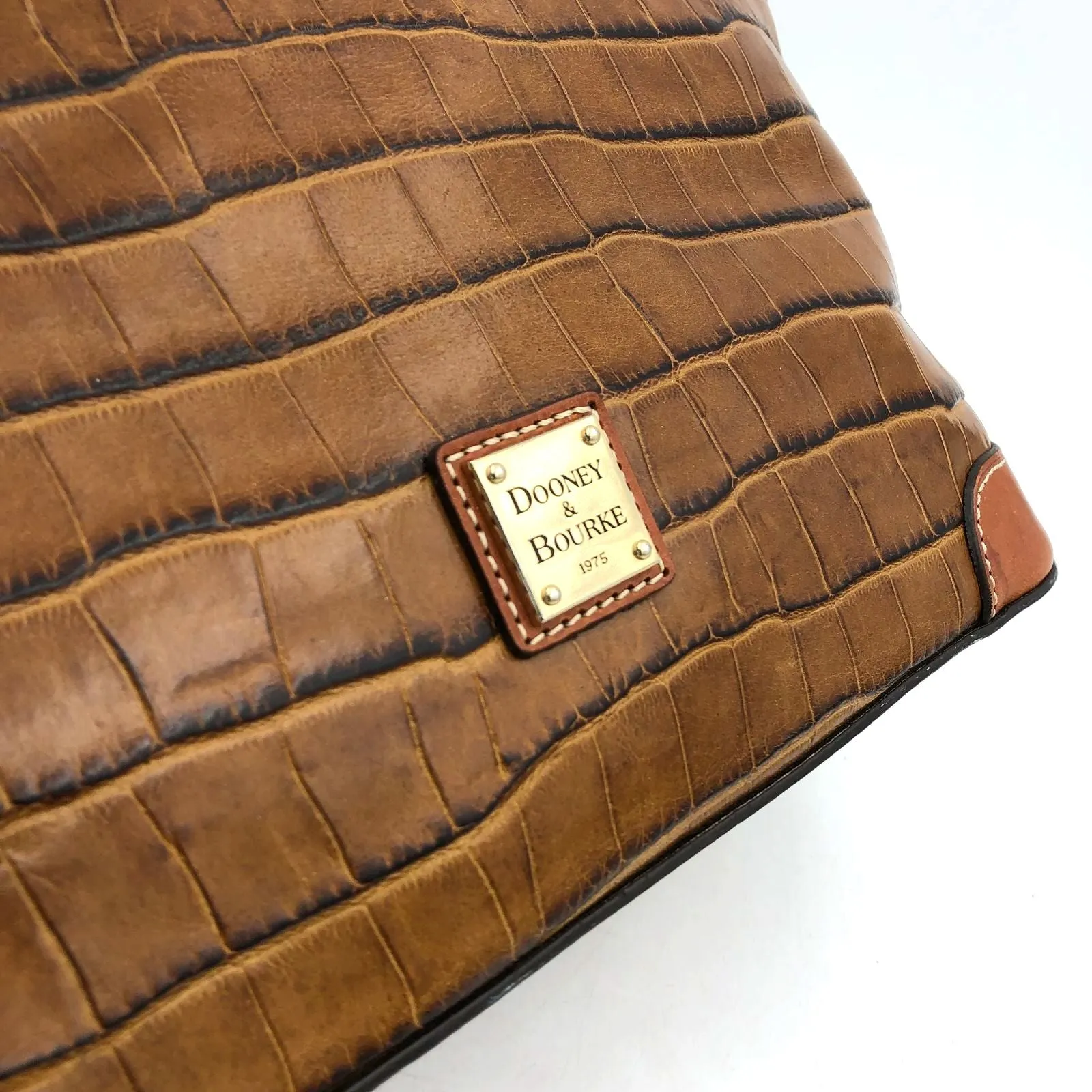 Authentic Dooney & Bourke Brown Leather Luxury Dome Satchel Bag - COA Included
