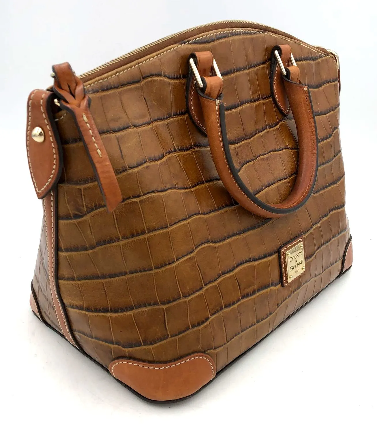 Authentic Dooney & Bourke Brown Leather Luxury Dome Satchel Bag - COA Included
