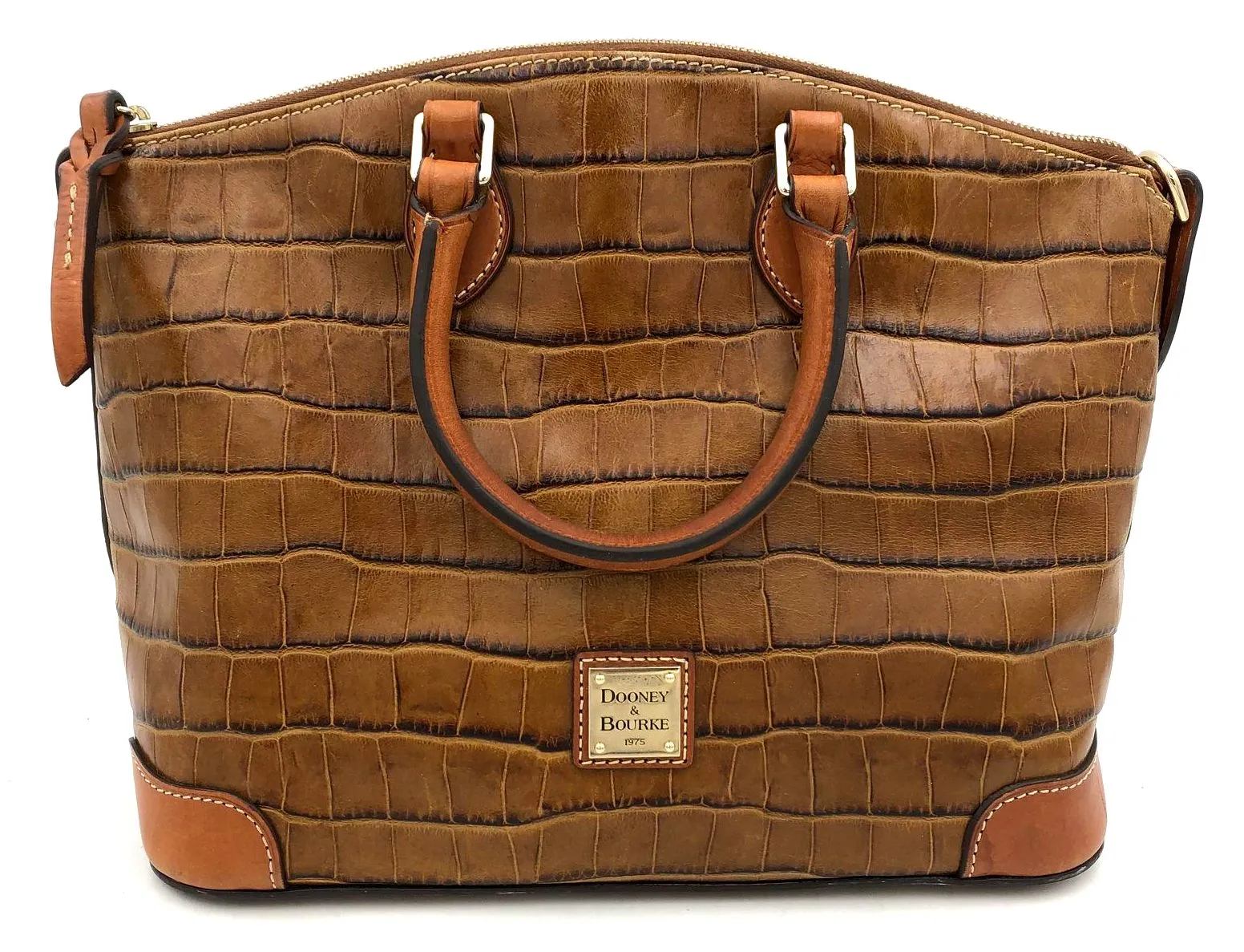 Authentic Dooney & Bourke Brown Leather Luxury Dome Satchel Bag - COA Included