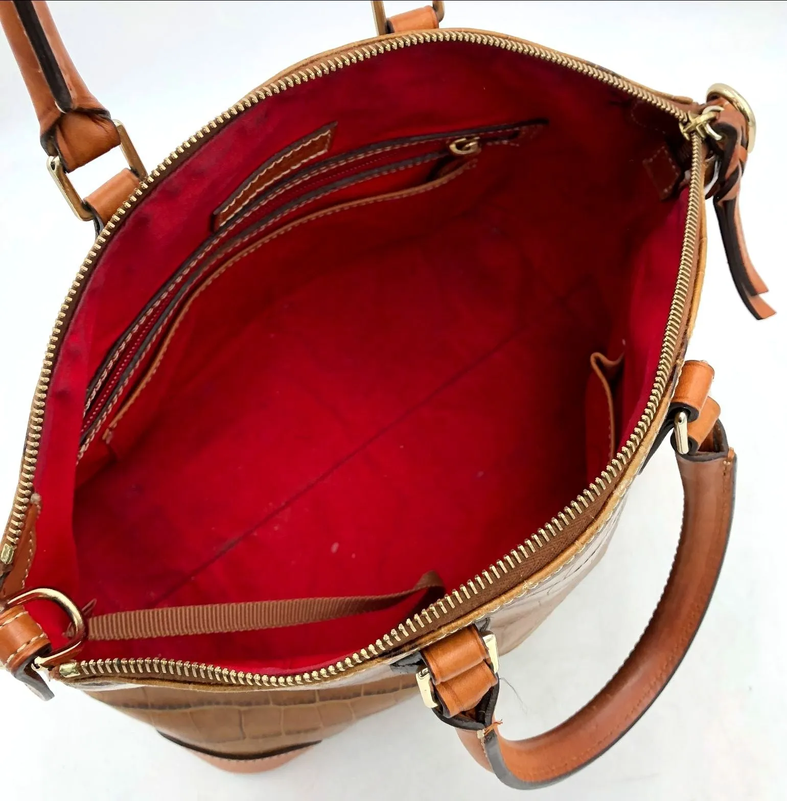 Authentic Dooney & Bourke Brown Leather Luxury Dome Satchel Bag - COA Included