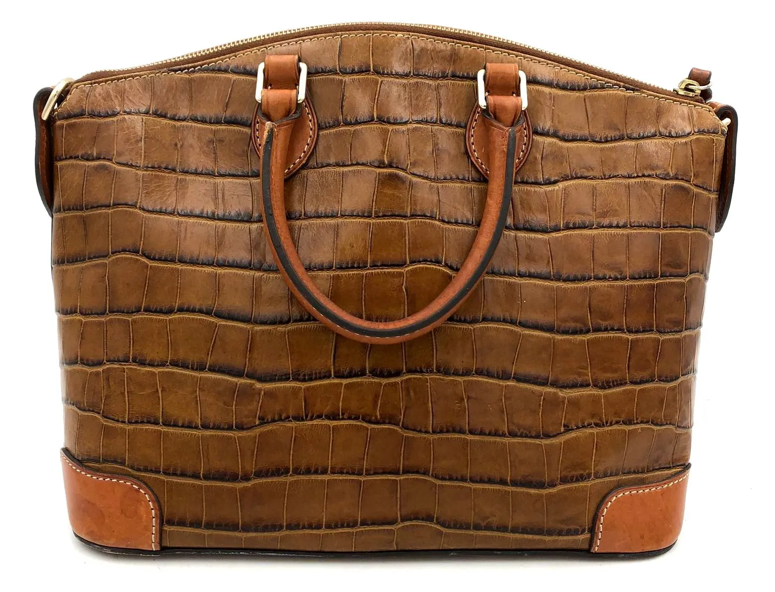 Authentic Dooney & Bourke Brown Leather Luxury Dome Satchel Bag - COA Included
