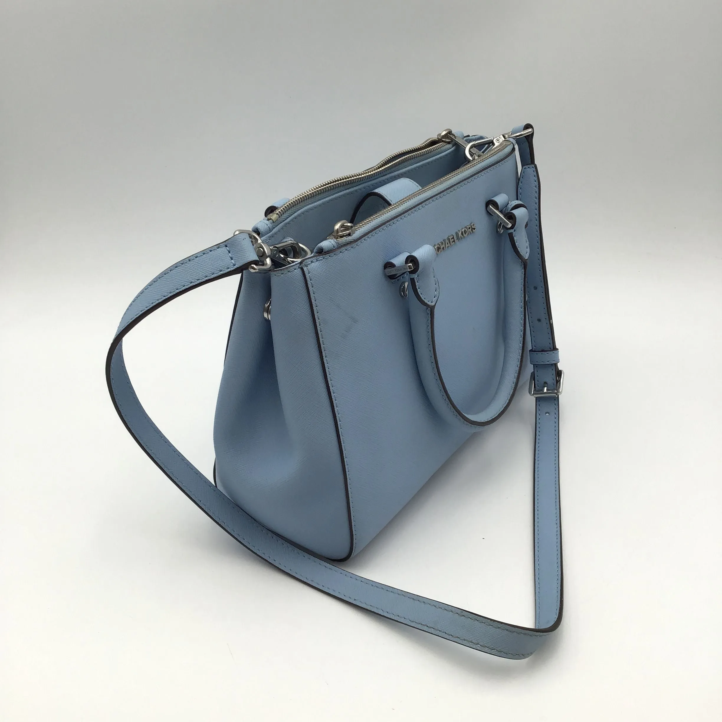 Authentic Michael Kors Women's Powder Blue Luxury Satchel Bag - COA Included