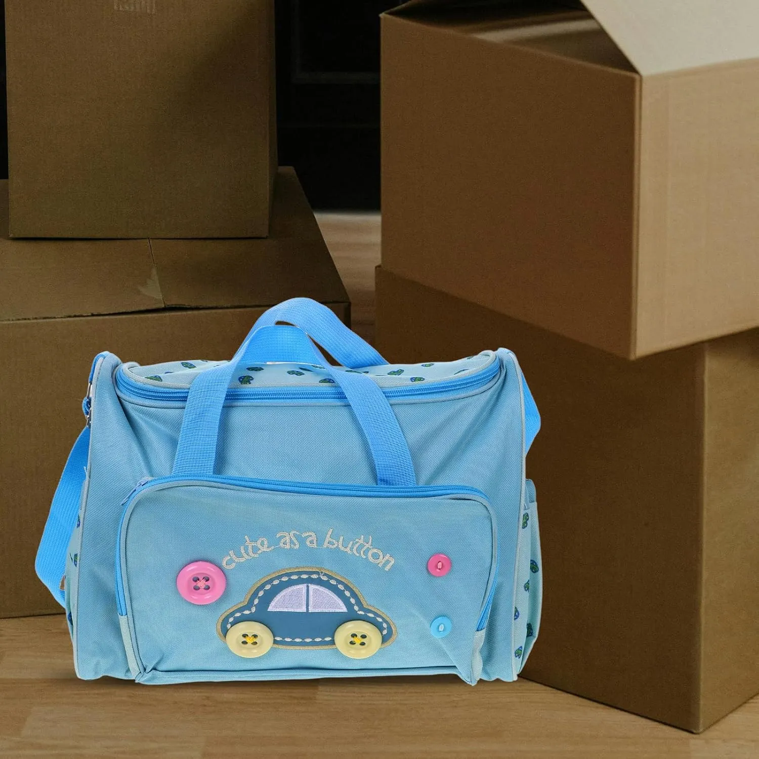 Baby Diaper Nappy Changing Bag Mens Diaper Bag Men Diaper Bag Mummy Bag Purse Diaper Bag Diaper Bag for Men Diaper Bag Purse Diaper Bag Large Capacity Four Piece Set Cartoon, Blue