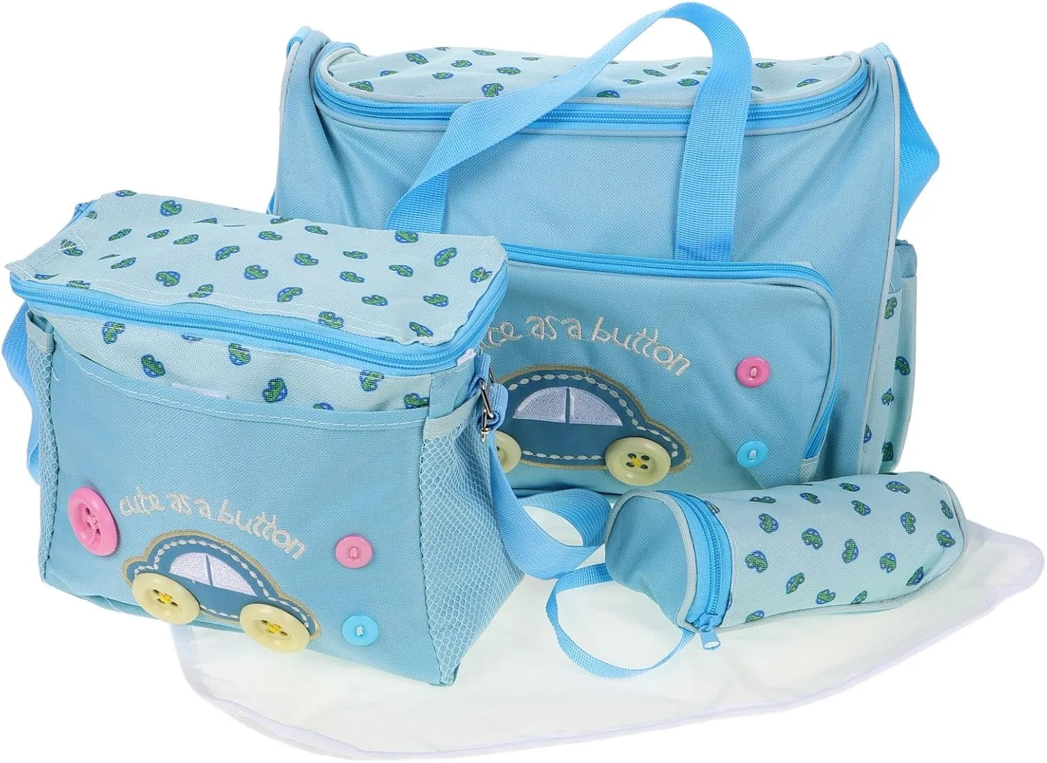 Baby Diaper Nappy Changing Bag Mens Diaper Bag Men Diaper Bag Mummy Bag Purse Diaper Bag Diaper Bag for Men Diaper Bag Purse Diaper Bag Large Capacity Four Piece Set Cartoon, Blue