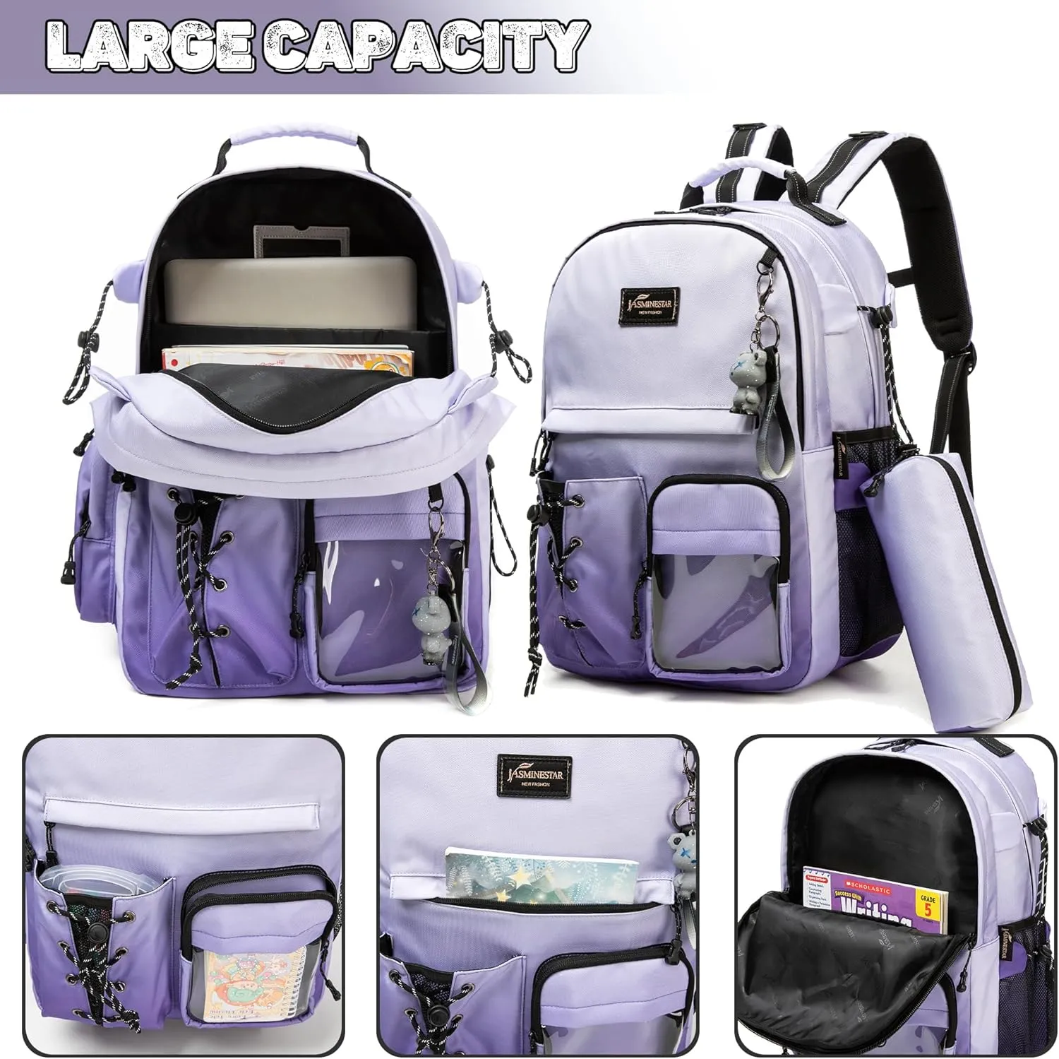 Backpack for School Kids Backpack with Lunch Box Travel Backpacks for Teens High School Casual Backpacks for Girls Boys Middle Schoolbag Bookbag