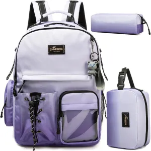 Backpack for School Kids Backpack with Lunch Box Travel Backpacks for Teens High School Casual Backpacks for Girls Boys Middle Schoolbag Bookbag